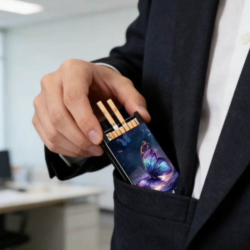 

Butterfly Metal Cigarette Box Portable Tobacco Cigar Case Pocket Raw Grass Smoke Containe Cigarette Tools Smoking Accessories