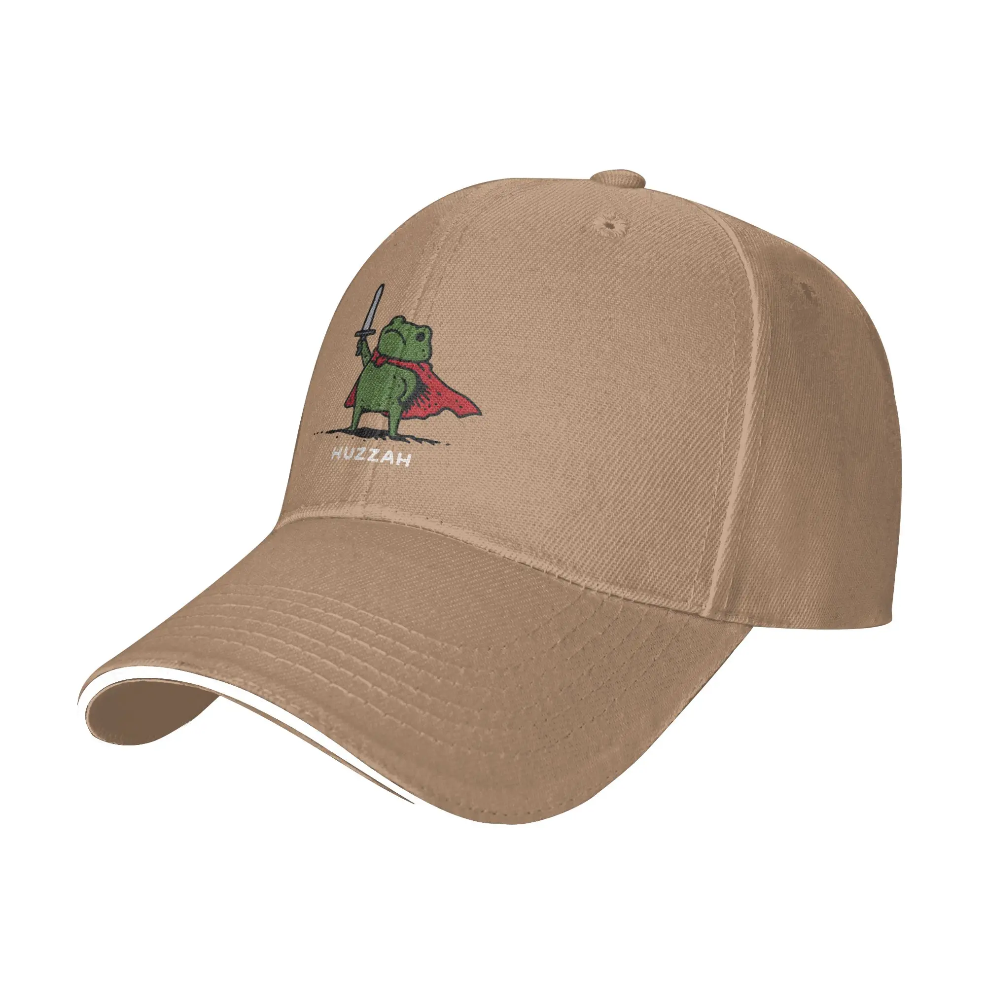 Huzzah Frog Cute Knight Meme Sandwich Caps Men Women Vintage Baseball Funny Sword Fantasy Washable Fitted All seasons Hats Adult