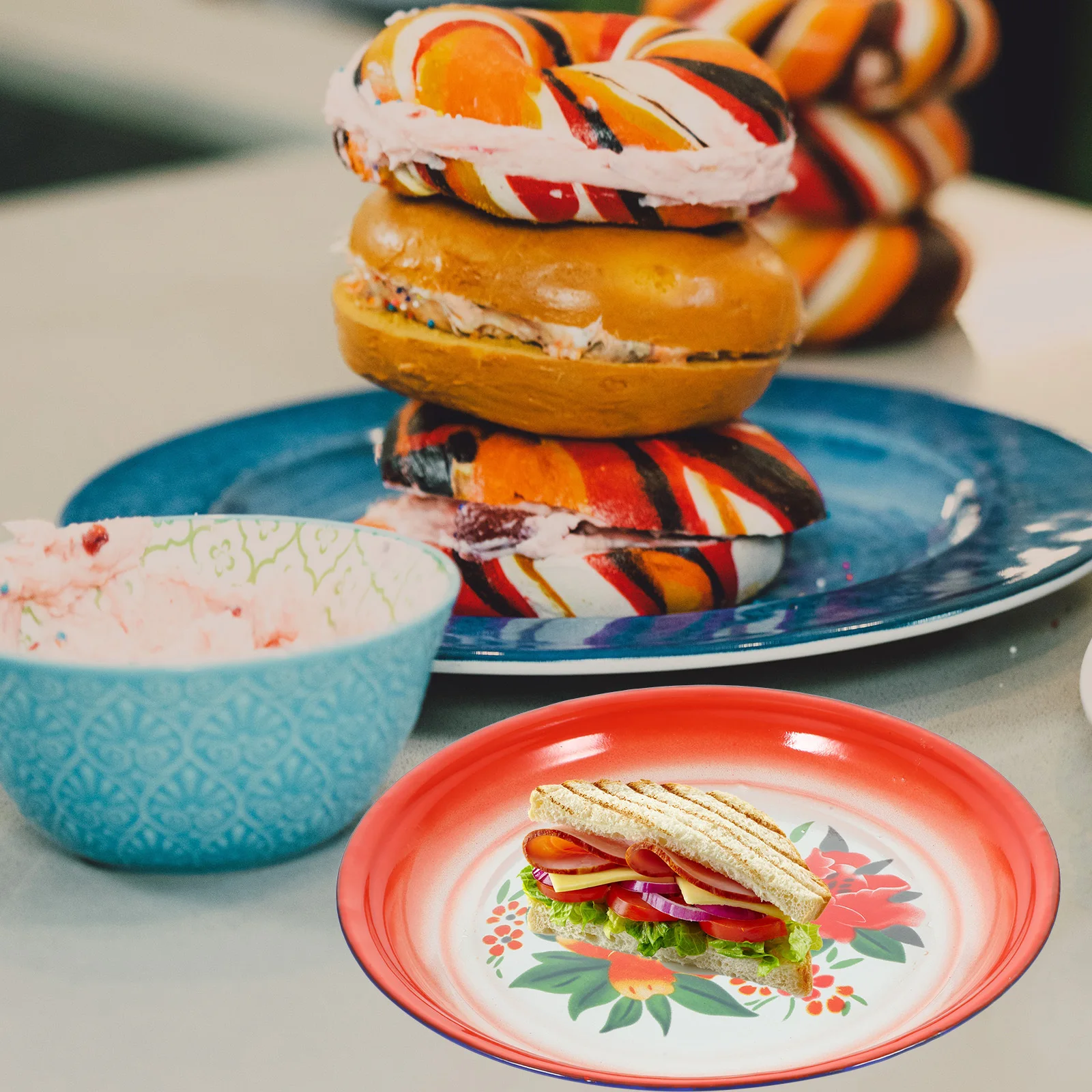 

Multifunctional Enamel Food Tray Smooth Safe Edges No Burrs Suitable for Home Cafe Mall Restaurant Daily Use Or Gifting Option