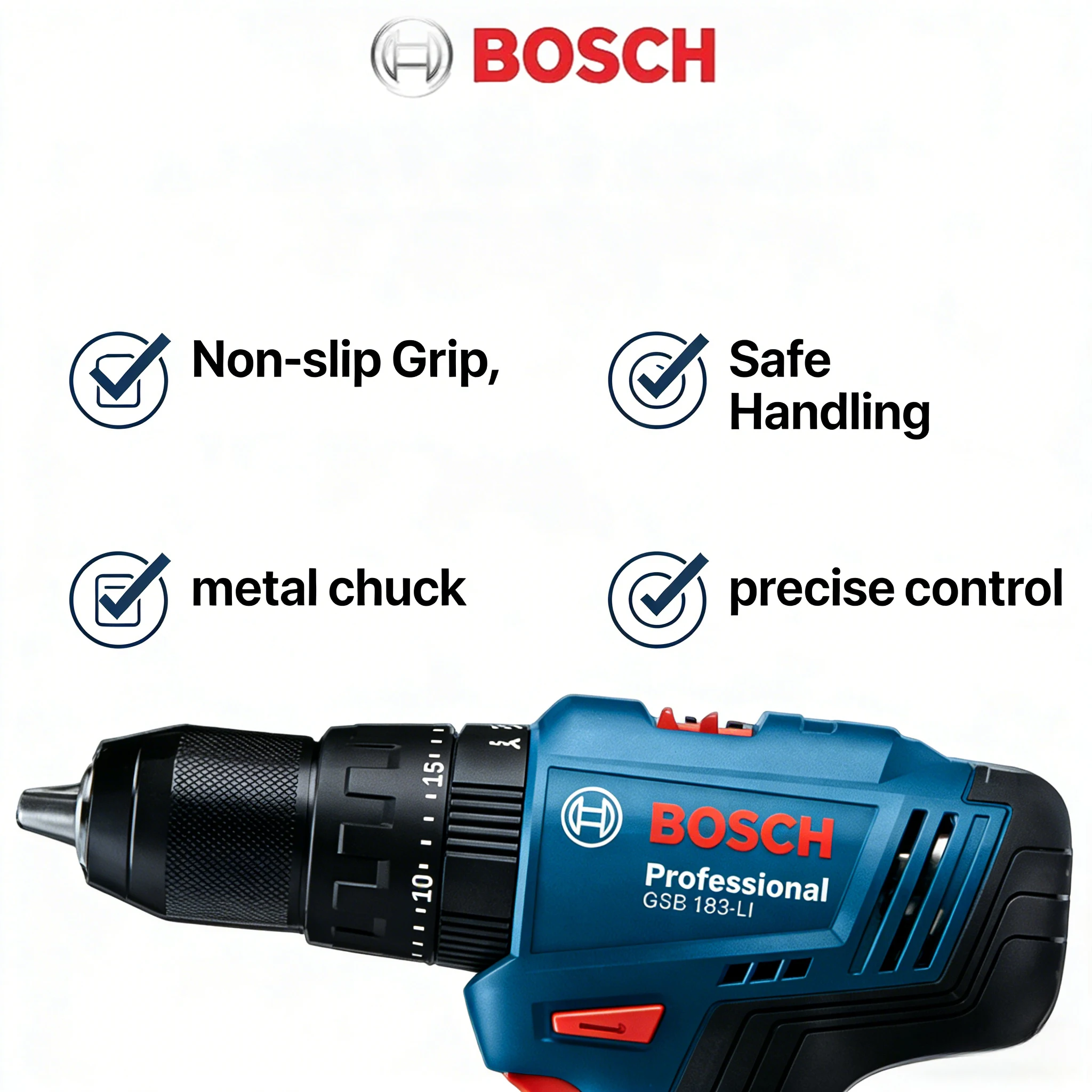 Bosch GSB 183-Li Cordless Screwdriver Drill, Variable Speed & Reverse, Ideal for Furniture Assembly & Masonry Work