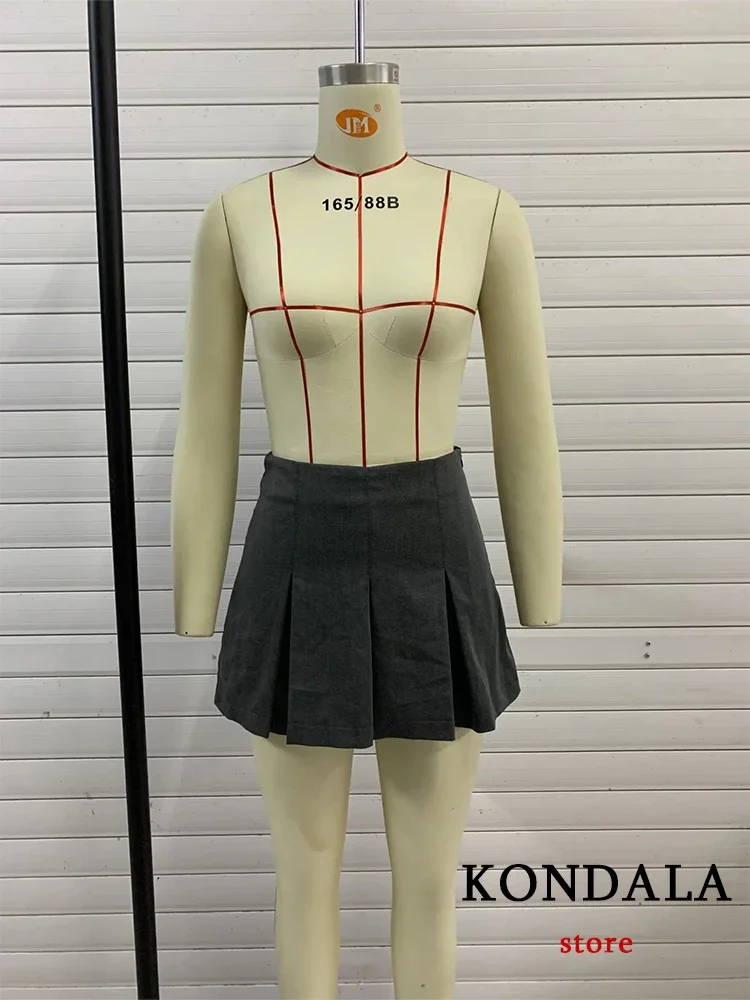 Mooyufon Vintage Dark Grey Mini Skirts Women Ruffles Pleated Sexy Shorts Skirts Female Fashion 2023 Streetwear Mujer Faldas image 6