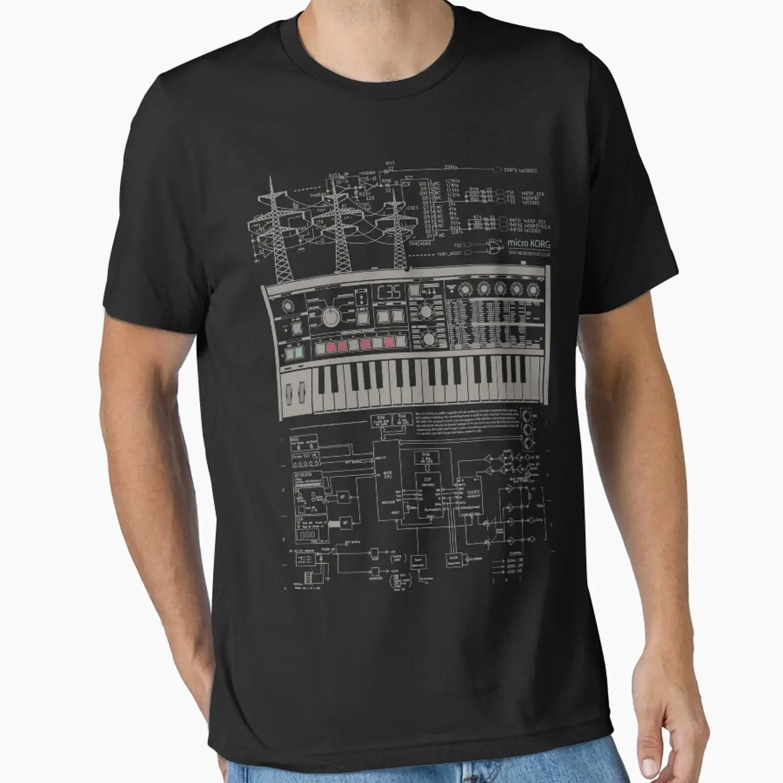 Microkorg Industrial, diseñado y vendido por synthshirts, estilo vintage, lavado, elegante, informal, ligeramente a la moda, unisex, elástico.