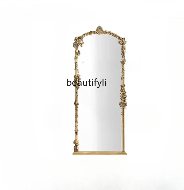 TTT New arrive French retro full-body mirror carved living room light luxury floor full-length mirror classical changing mirror