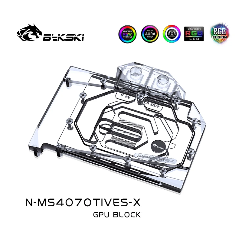 Imagem -05 - Bykski Bloco de Água Uso para Msi Geforce Rtx 4070 ti Ventus 3x 12g oc Cartão Gpu Radiador de Refrigeração de Cobre Rgb Aura N-ms4070tives-x