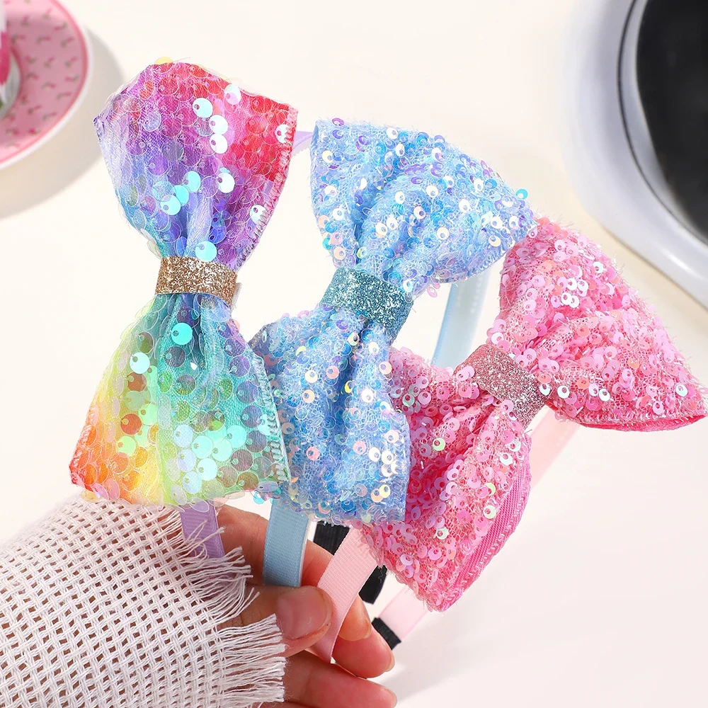 

1pc/3pcs 3.6'' Cute Sequin Hair Bows Headbands for Women Girls Glitter Bows Hairbands Hairhoops Children Hair Accessories Gifts