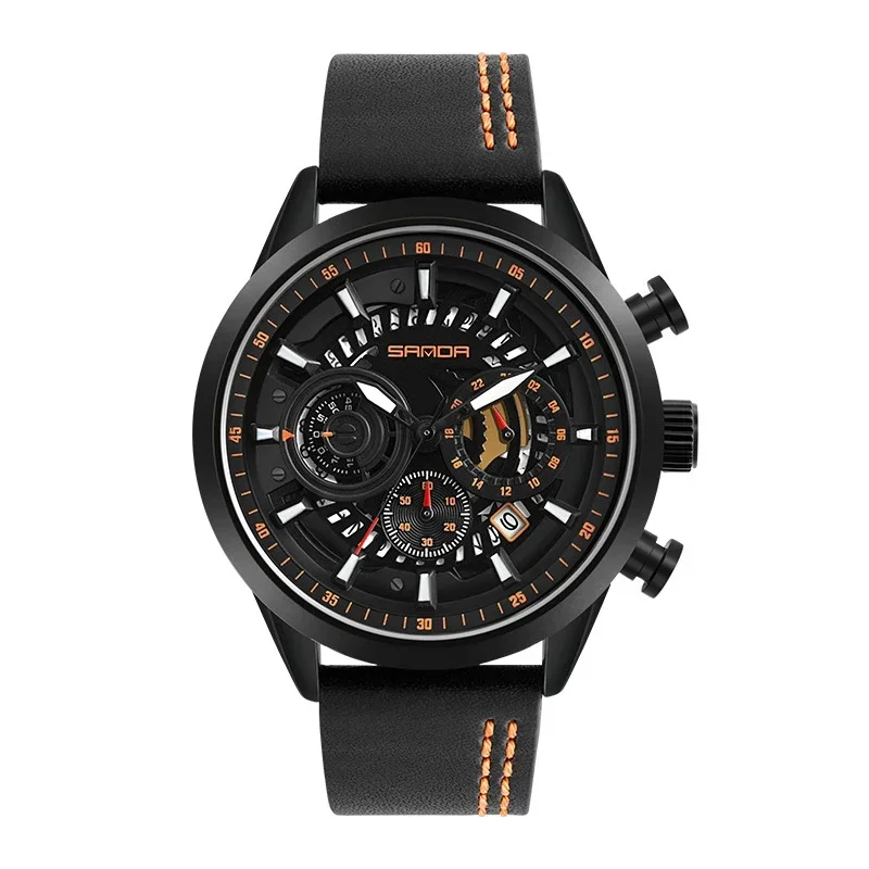 Sanda Luxe Herenhorloge Casual Sport Outdoor Militaire Waterdichte Schokbestendige Automatische Rubberen Kwartsklok 2024 Schok Nieuw