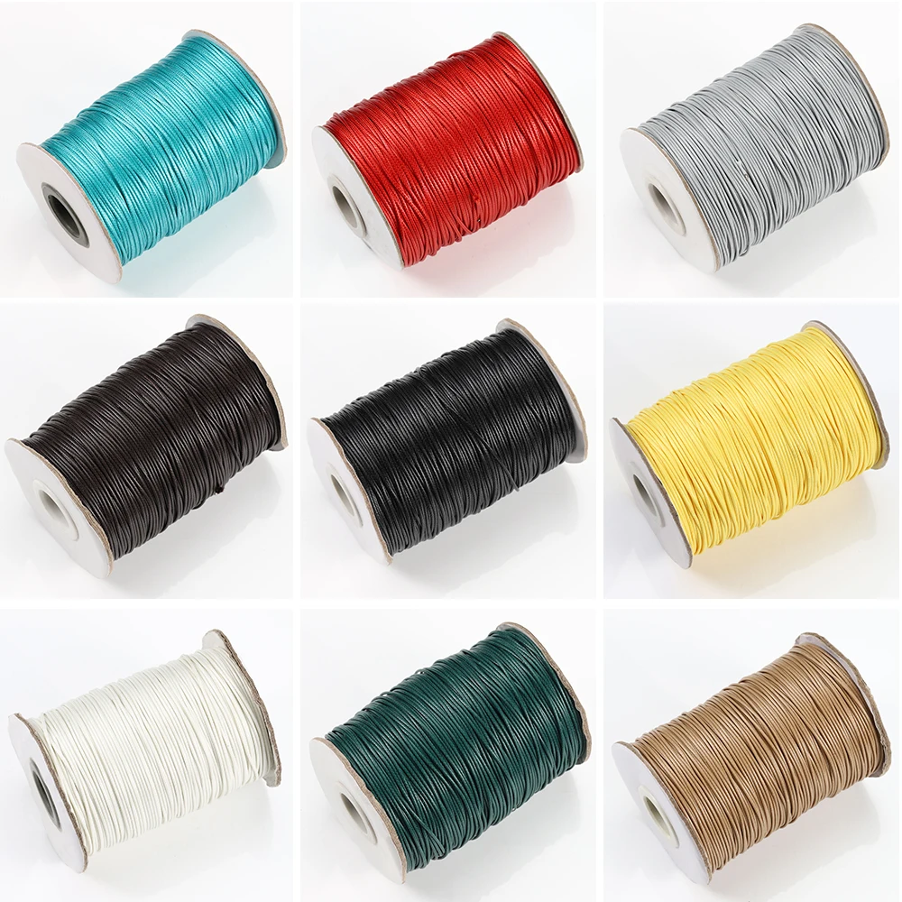 10 Yard 1mm 1.5mm Black Leather Cord Waxed Cotton Thread Strings Necklace Bracelets Rope