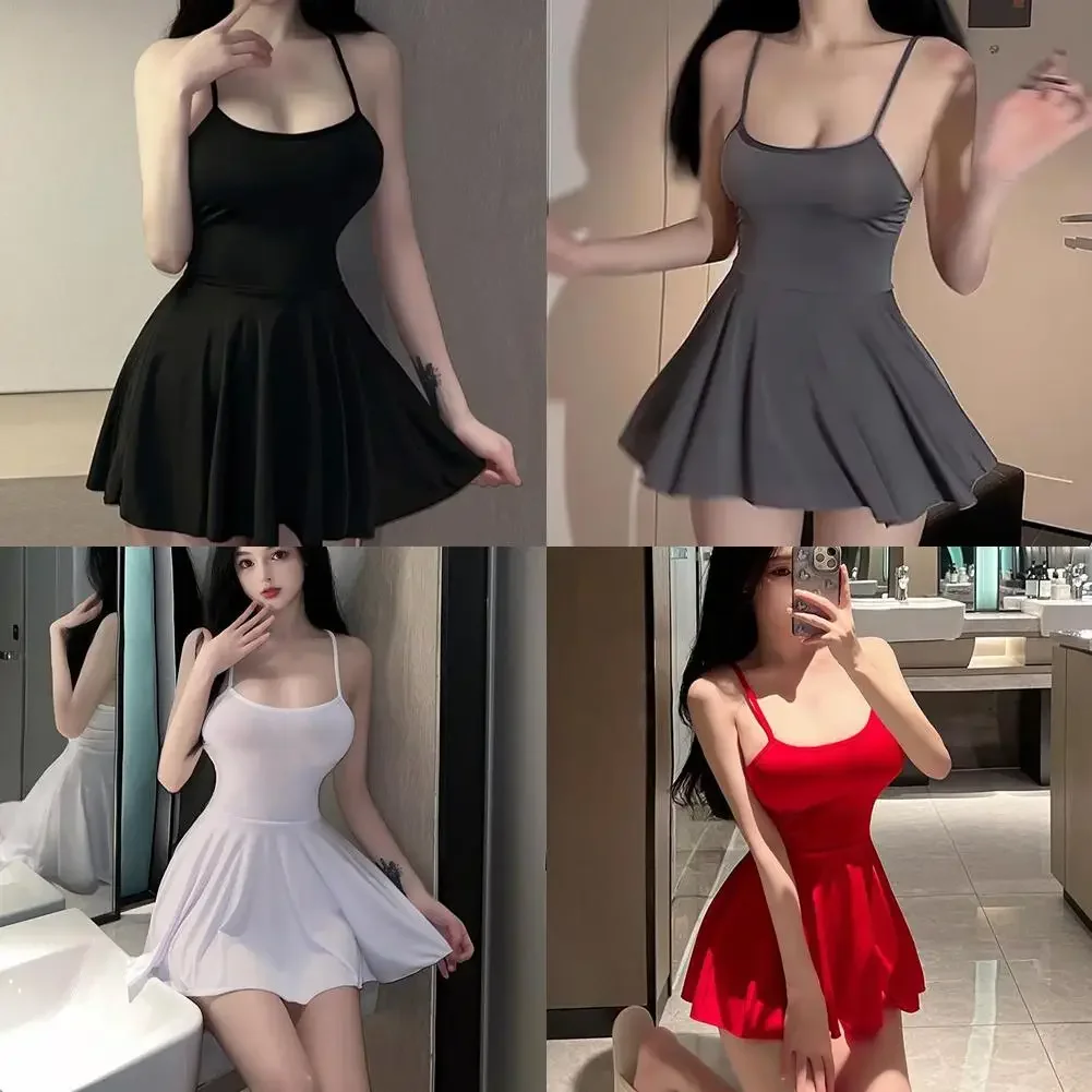 NEUES Damen Plissiertes Mikro-Minikleid, Bandage, Glattes, Gleichmäßiges Slip-Minikleid, Nachtclub-Outfit, Verführerisches Rüschenkleid, Rückenfrei, Sexy – Detail 4