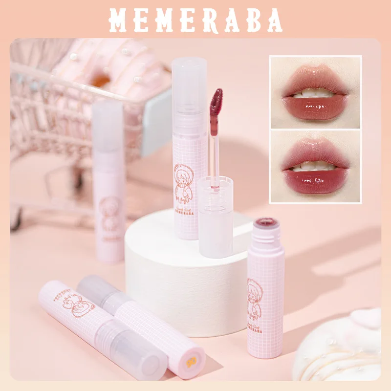 

MEMERABA Watery Lip Gloss, Clear and Light Mirror Milk Jelly Tea Gloss