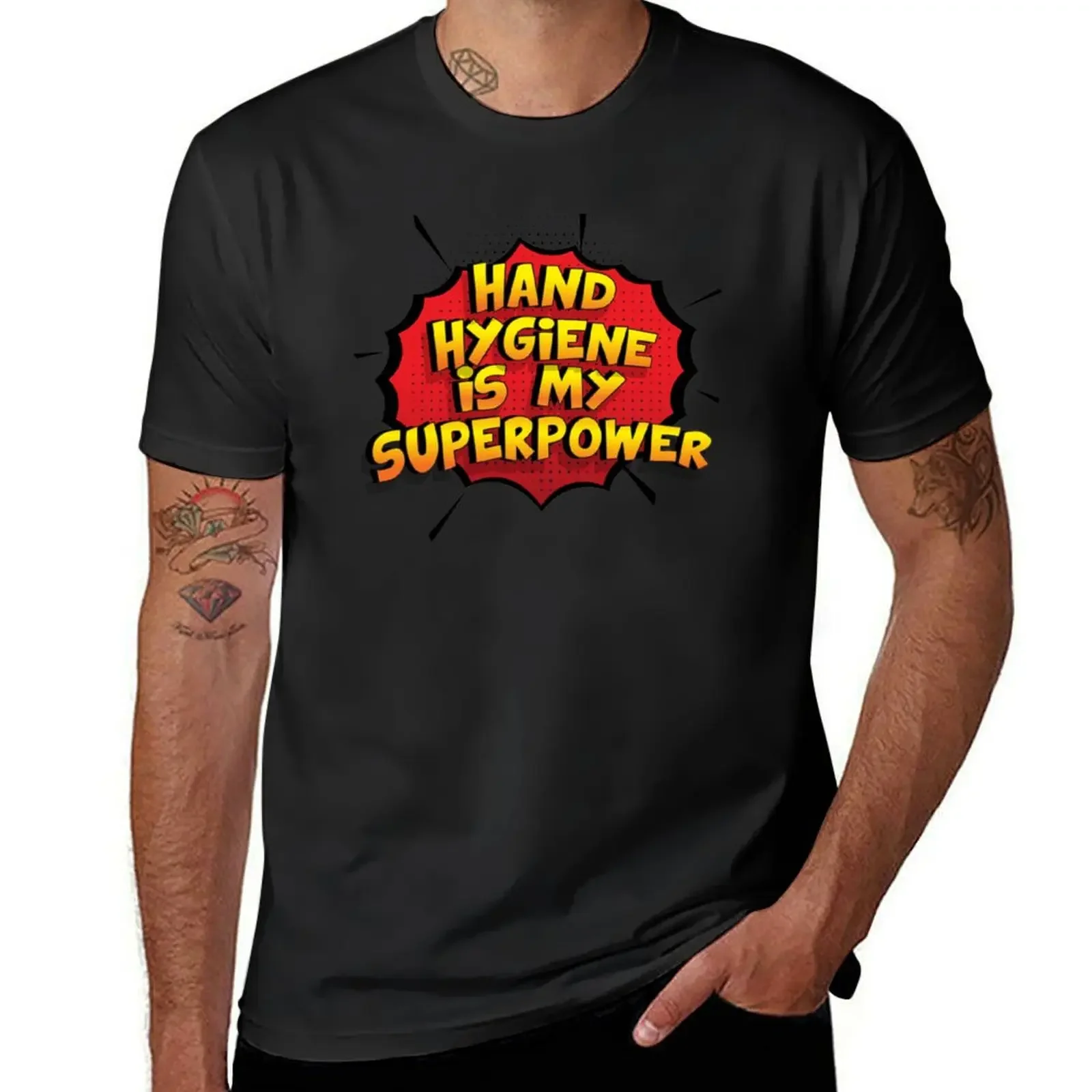 Hand Hygiene is my Superpower Funny Design Hand Hygiene Gift T-Shirt customs man clothes blue archive men clothings