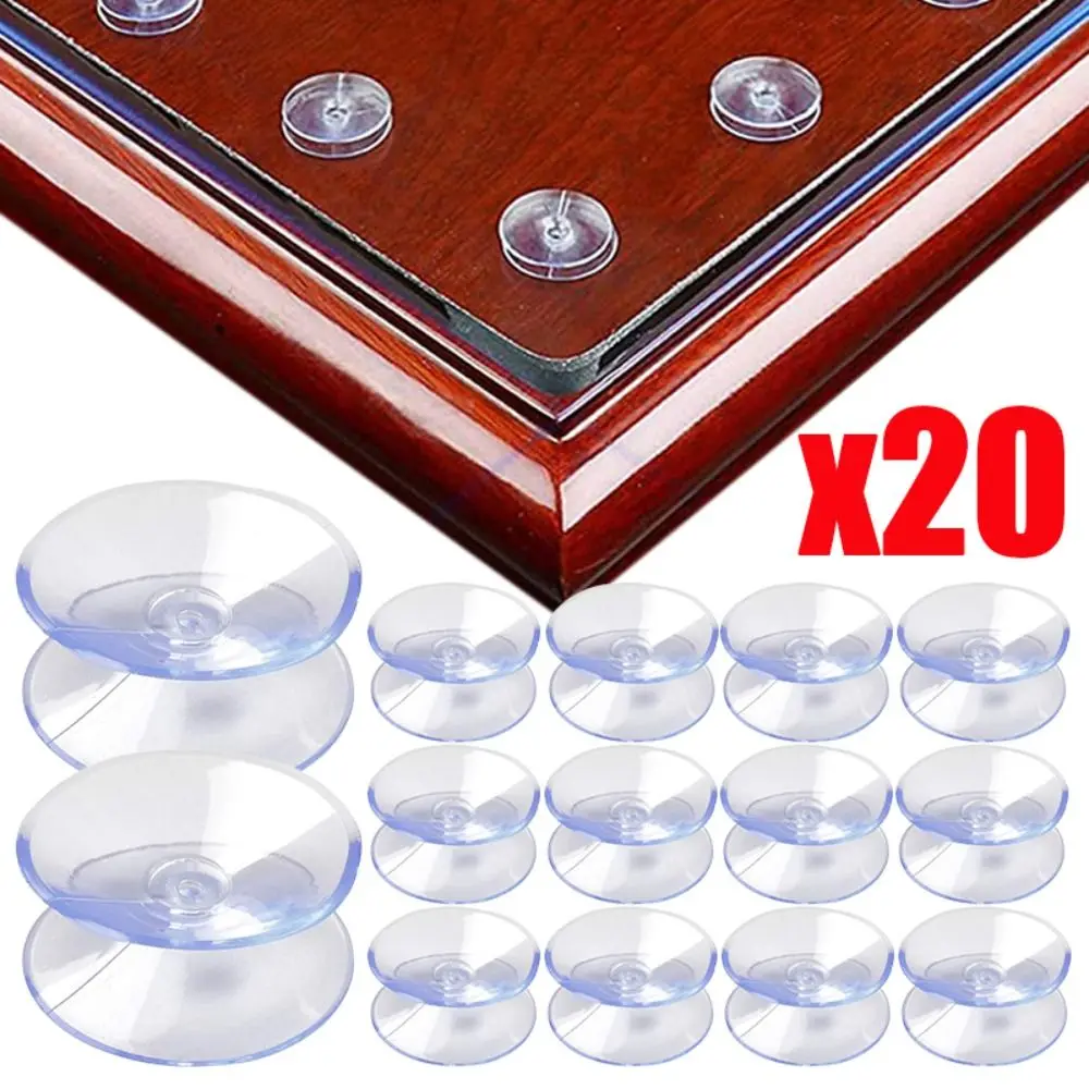 20Pcs Top Spacer PVC Double-Sided Suction Cup Vacuum Non-Slip Vacuum Suckers Transparent Without Trace Sucker Pad Table