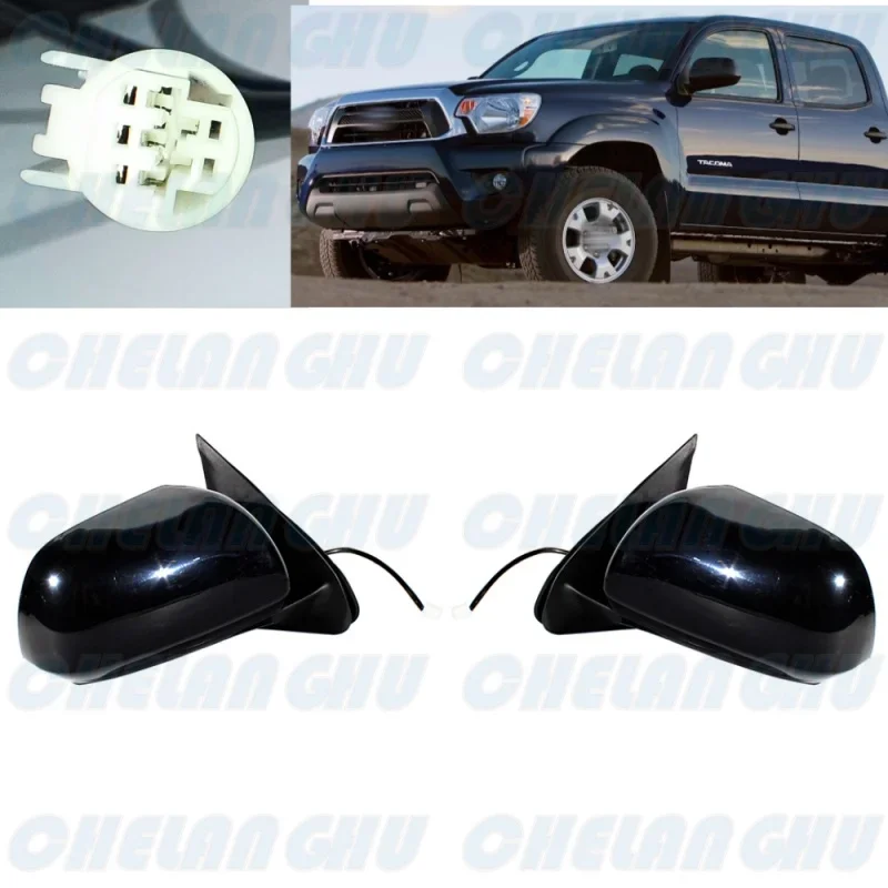 

For Toyota Tacoma 2005 2006 2007 2008 2009 2010 2011 US Version 1 Pair 3 Pins Primed Mirror Assembly With Power Adjust