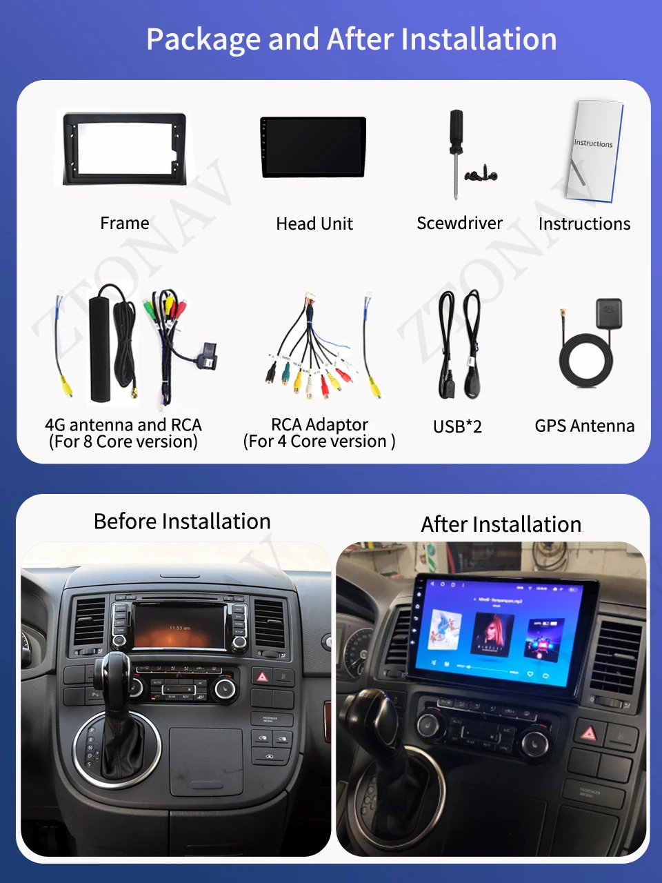 Car Radio Stereo For Volkswagen Multivan T5 2003 - 2015 Car Media Player Android Screen Headunit Carplay Auto Support 360 Camera