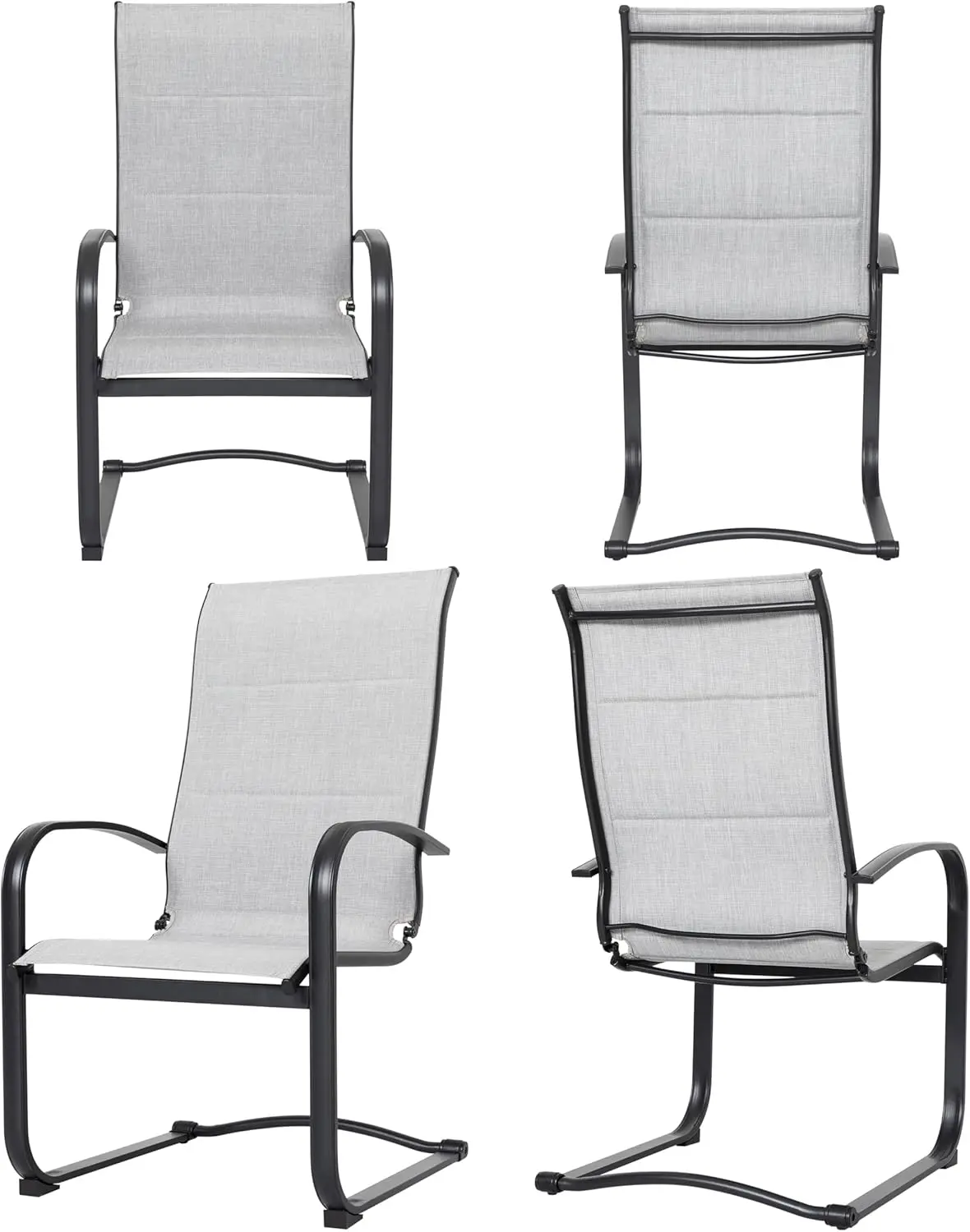 

Patio Dining Chairs Set of 4 All Weather Outdoor Padded Textilene Patio Chairs Breathable Spring Motion Textile High Back