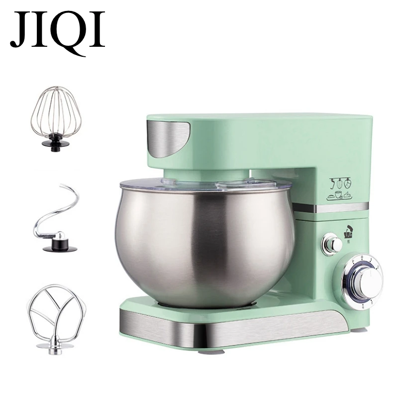 JIQI Electric Food Mixer 5L Bakery Dough Knead Blender Egg Beater Kitchen Salad Mixer Milk Frother Multiple Use Speed control EU