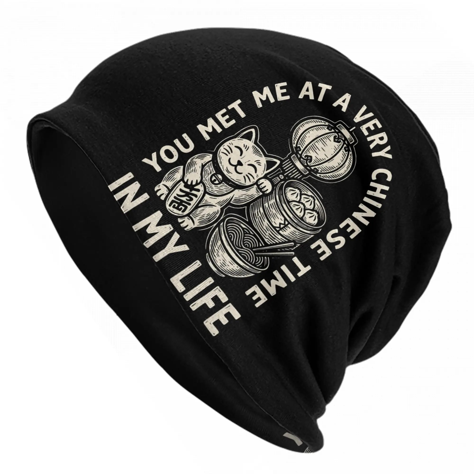 You Met Me at A Very Chinese Time in My Life simple  Cap  Unisex Skullies Beanies Hat Spring Warm Head Wrap Bonnet Hats