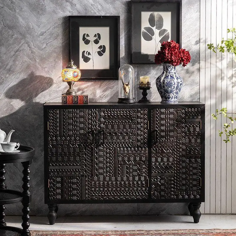 Edge Cabinet Entry Door Living Room Locker Solid Wood Display Cabinet