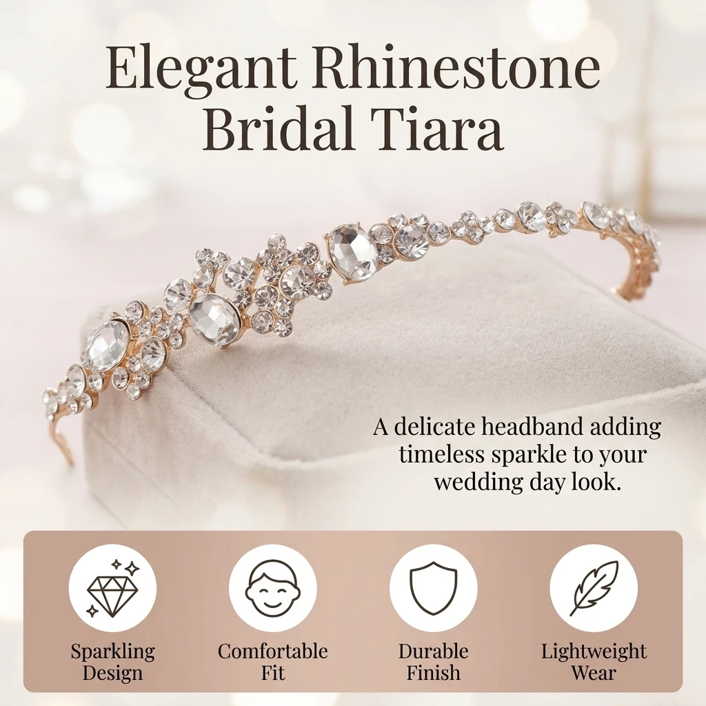 Alloy Rhinestone Crown Headband Bridal Hair Accessory Floral Tiaras For Wedding Dress Prom Evening Gown Women view 4