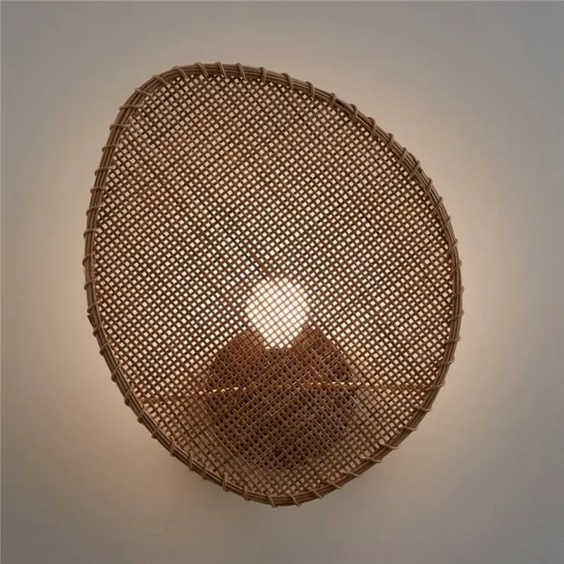 AB13-الرجعية الروطان الجدار مصباح خمر نمط حبل نسج الجدار الخفيفة لفندق مطعم متجر غرفة نوم غرفة المعيشة زينة السرير #2