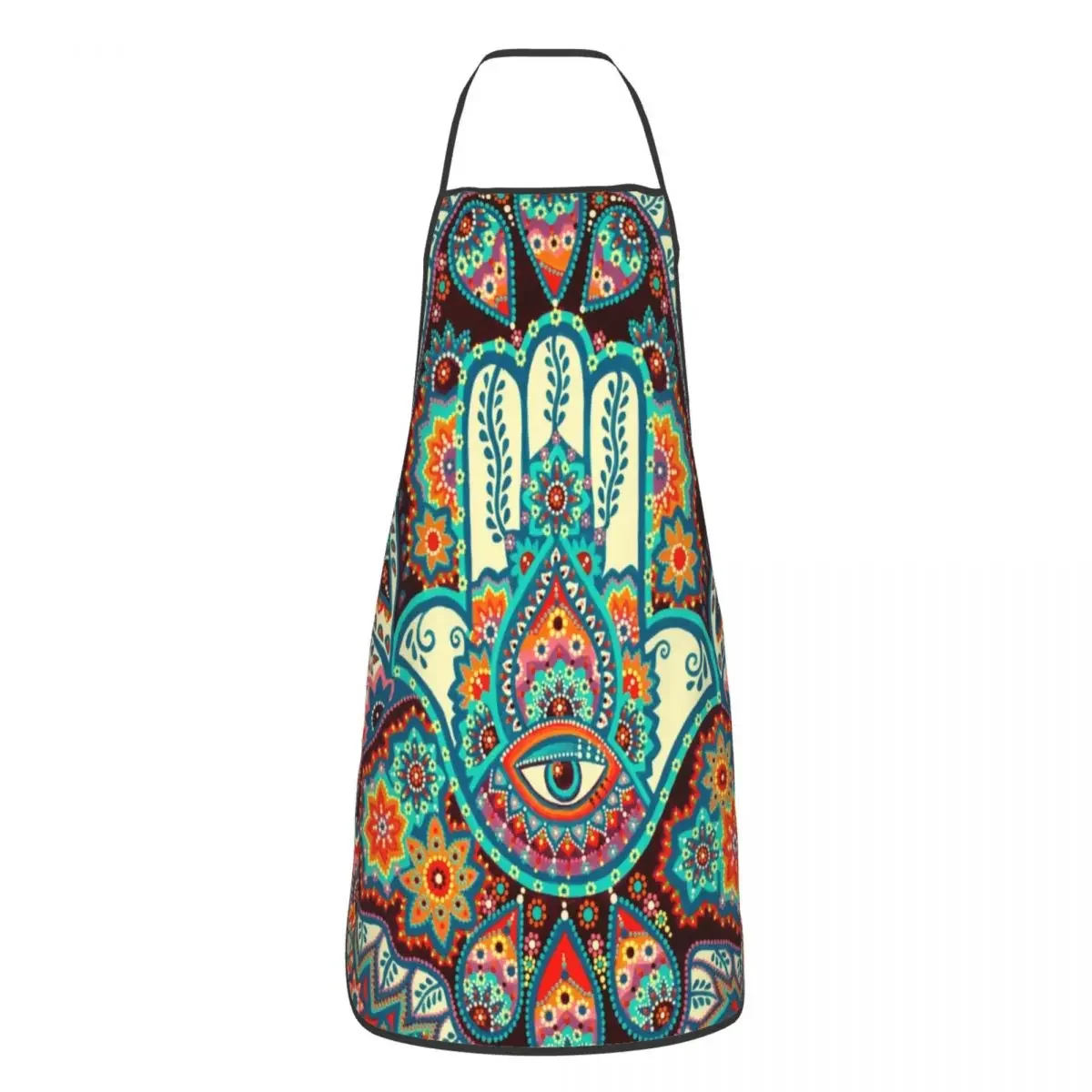 Custom Bib Hamsa Hand Evil Eye Apron Men Women Unisex Adult Chef Kitchen Cooking Mandala Bohemian Tablier Cuisine Gardening