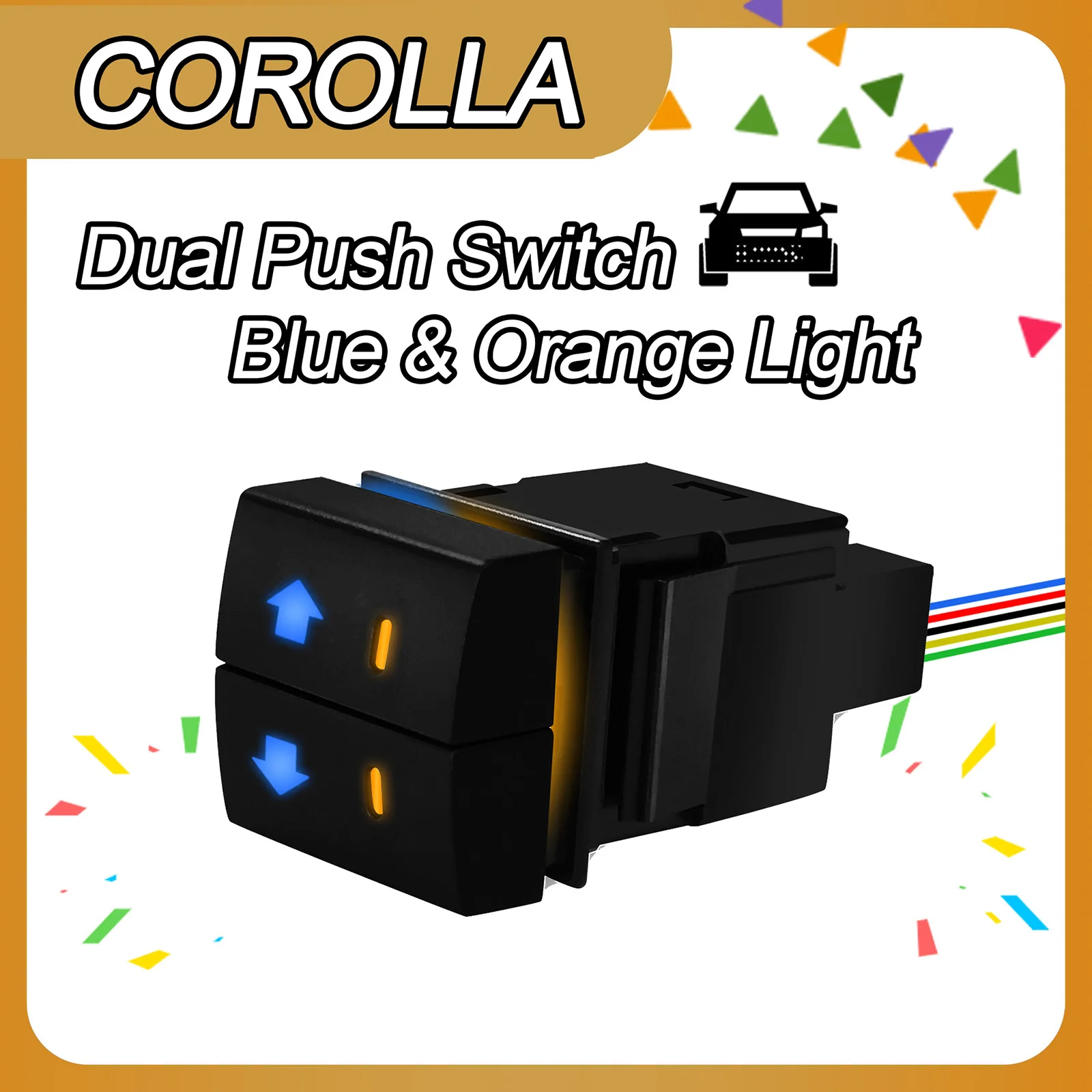 

Arrows Blue Orange Led Car Dual Push 2 IN 1 Button Durable ABS Switch for Toyota Corolla RAV4 Prado 150 Hiace Camry LandCruiser
