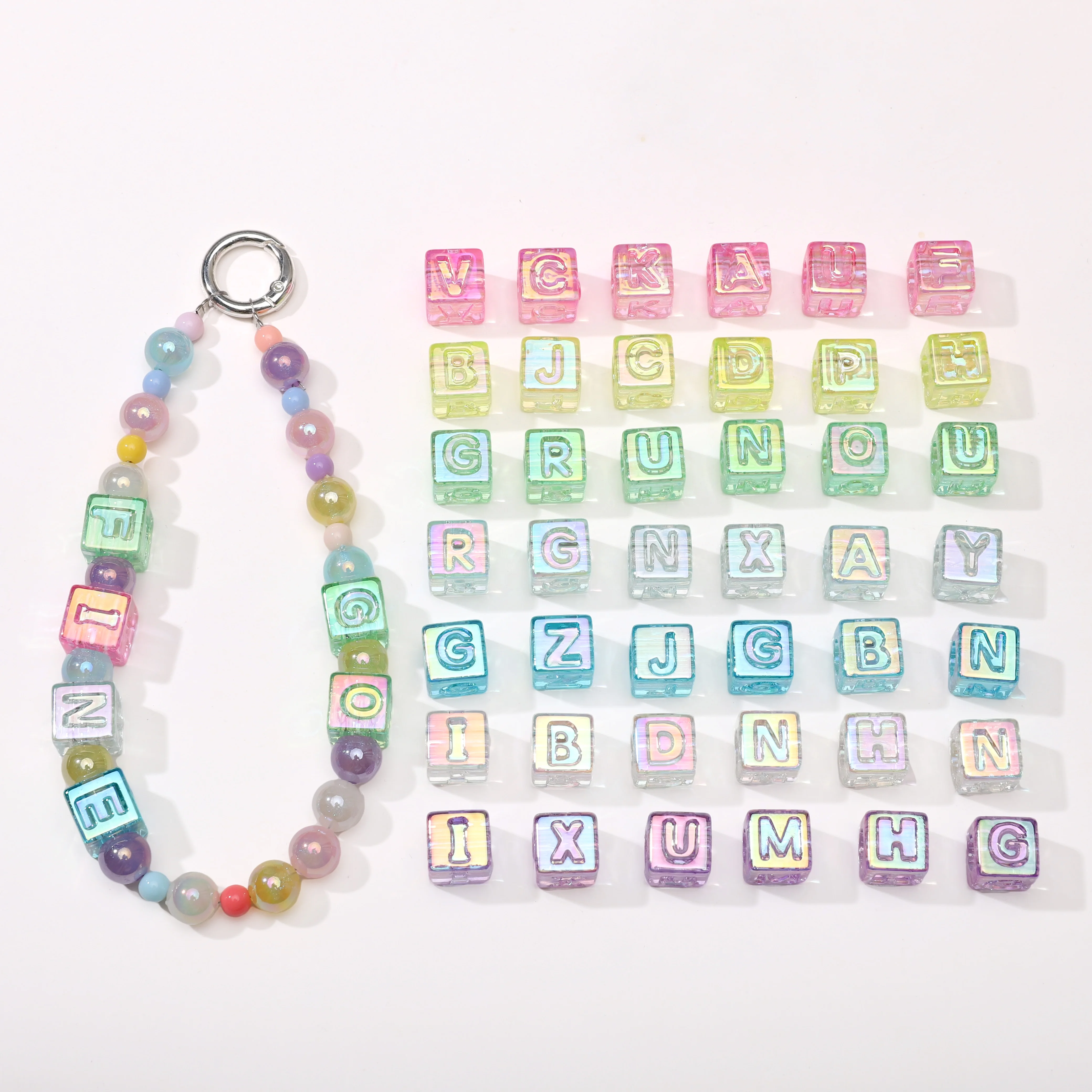 10Pcs beading Colorful Clear Letter Beads Acrylic UV Letter Beads Spacer Beads Girls Gifts Jewelry Making DIY Accessories view 4