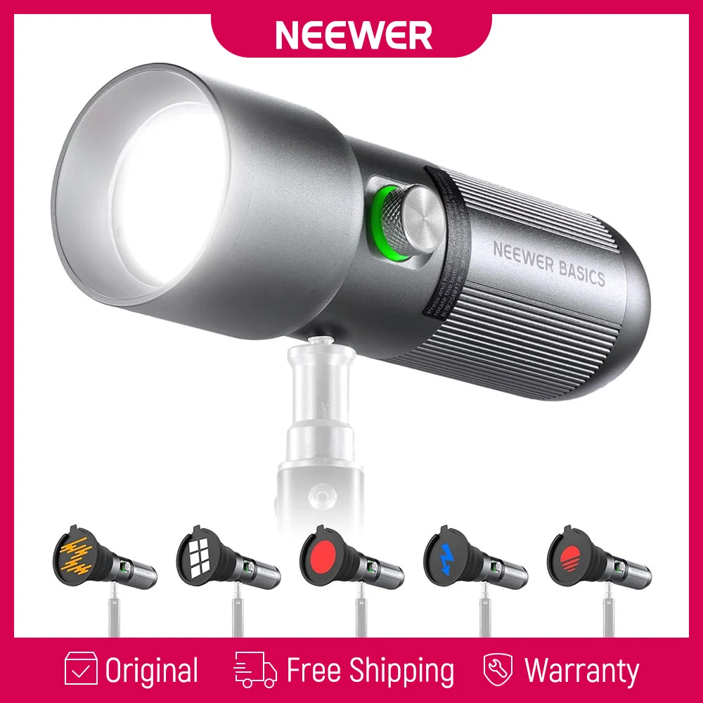 NEEWER Basics FL10 RGB Fotografie-Taschenlampe, 4 Farben & 20 GOBO-Filter, 7500mAh 10W Tragbarer Videoprojektor aus Aluminiumlegierung, Sonnenuntergangsmuster-Licht für Fotografie, Videoaufnahmen,