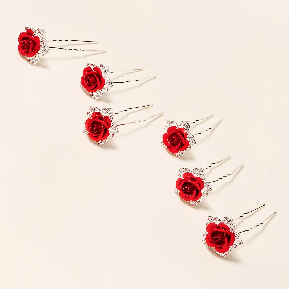 Frauen Blume Haarnadel Stick Hochzeit Braut Kristall Perle Haarnadel U Förmigen Haar Clip Barrettes Haar Zubehör Großhandel – Detail 35