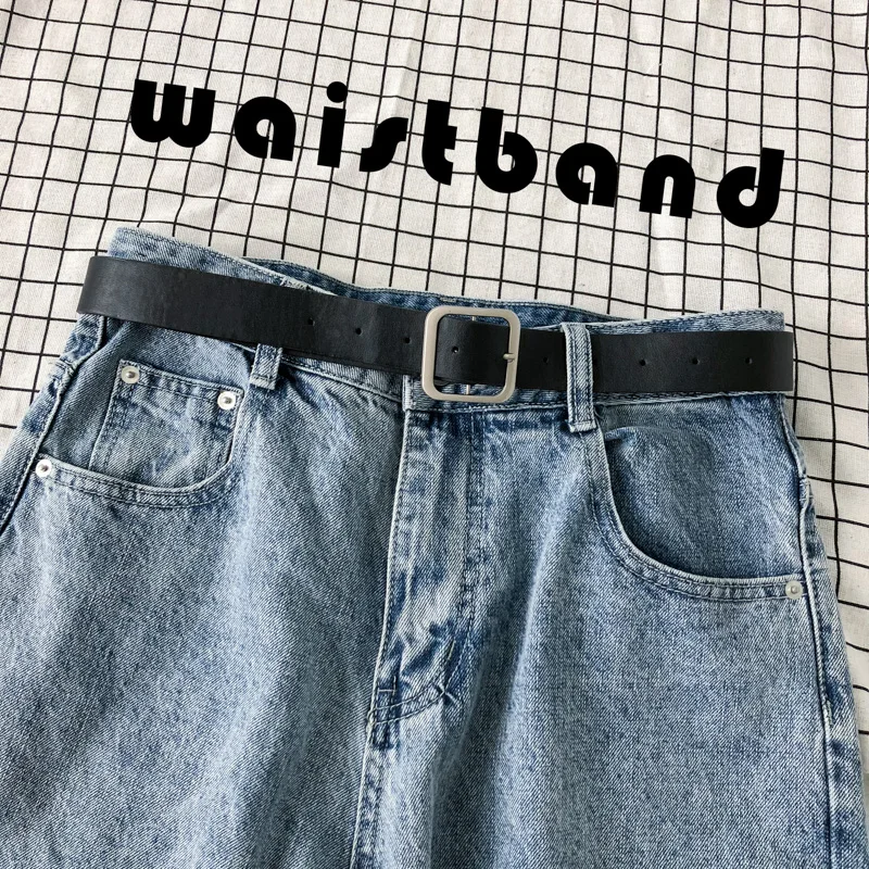 Casual Versatile Men's Student Belt Simple Stylish Korean Japanese Trendy Leather Belt Stainless Steel Buckle Unisex Belt