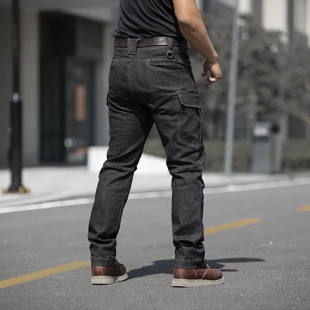 Casual Men Jeans Multi Pocket Cargo Pants Tactical Stretch Men\'s Denim Jeans Blue Black Trousers Fashion Side Pockets Overalls