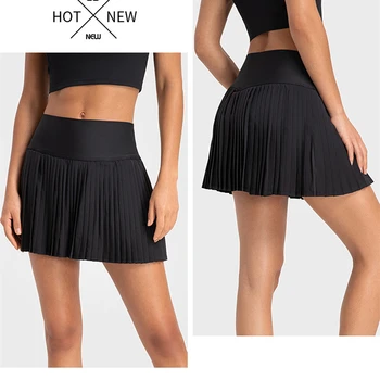 여성용 플리츠 스포츠 테니스 스커트, 하이 웨이스트 요가 피트니스 반바지 스커트, 체육관 골프웨어, 러닝 캐주얼 미니 스커트, 포켓 포함 