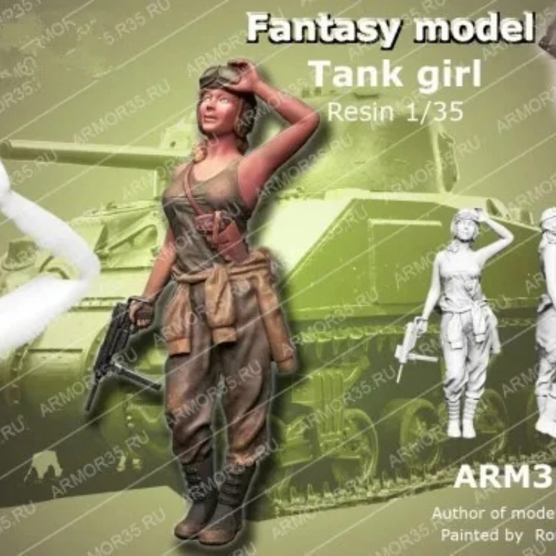 1/35 Scale Die-cast Resin Figure Model Kits Fantasy Model TANK Girl Hobby Miniature Garage Kit Unassembled and Unpainted