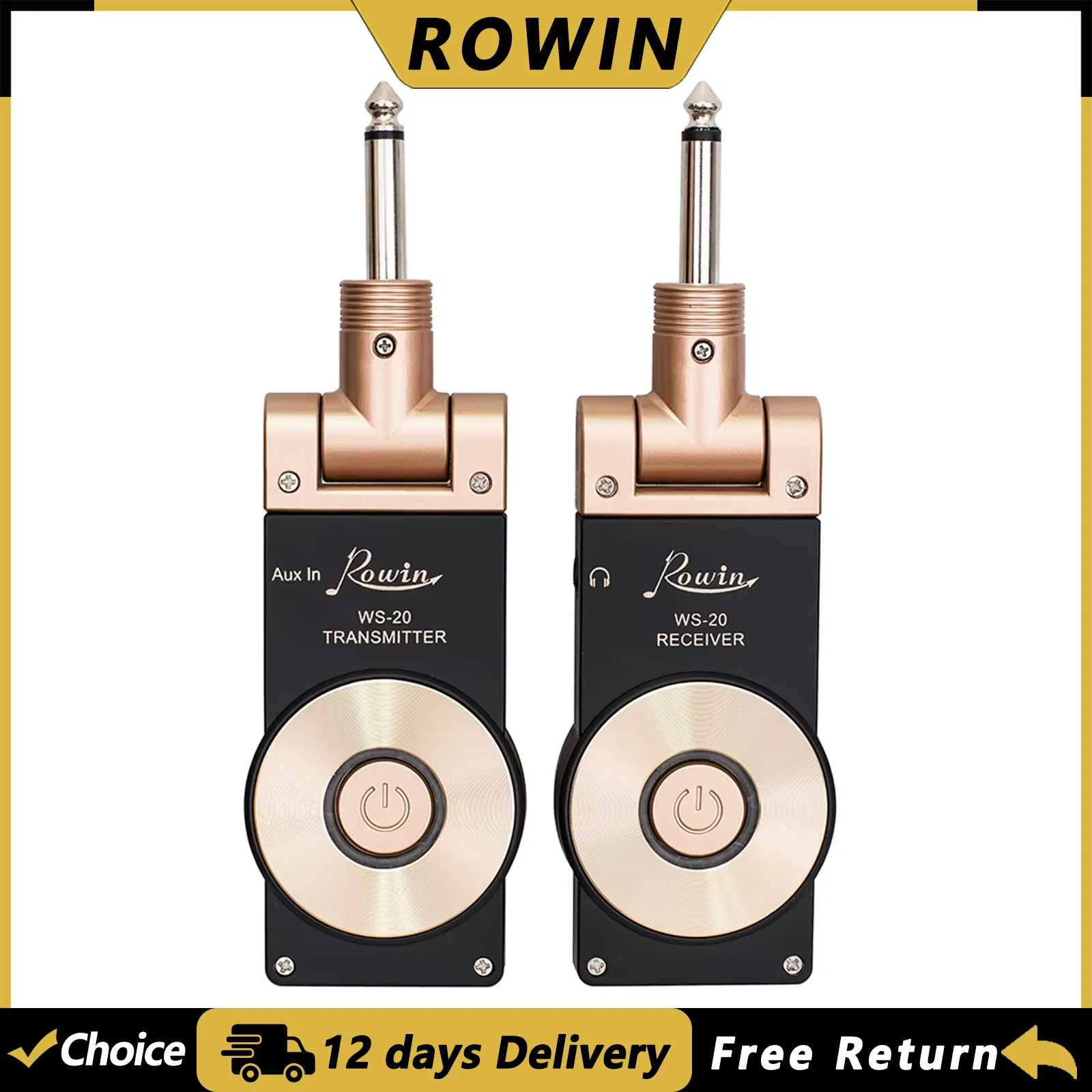 

ROWIN WS-20 2.4G Guitar Wireless System Transmitte Receive Digital Transmitter For Electric Guitar Bass Violin Connect Amp