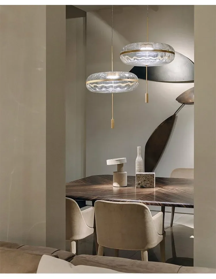Post modern designer light luxury water ripple oval restaurant Nordic simple model room glass