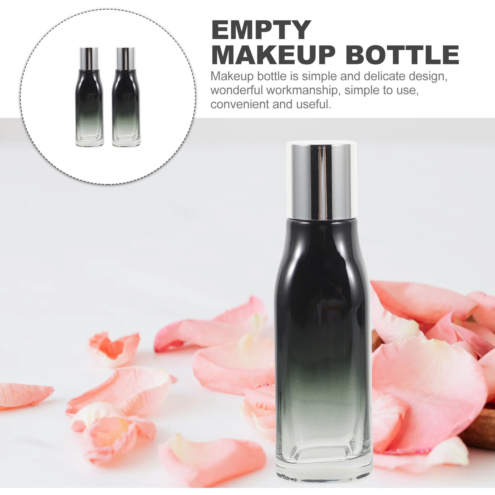 

2 pcs Gradient Black Empty Glass Bottles 100ml Leak Proof Portable Travel Makeup Dispenser For Women Small Cosmetics Tool