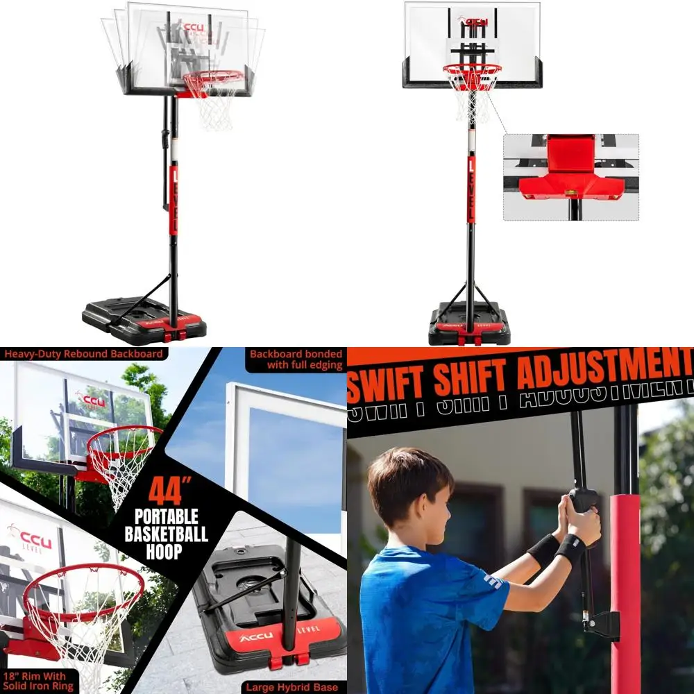 

Adjustable Basketball Goal System 4.7-10ft Height, 44-48 Inch Angle-Adjustable Backboard for Kids and Adults
