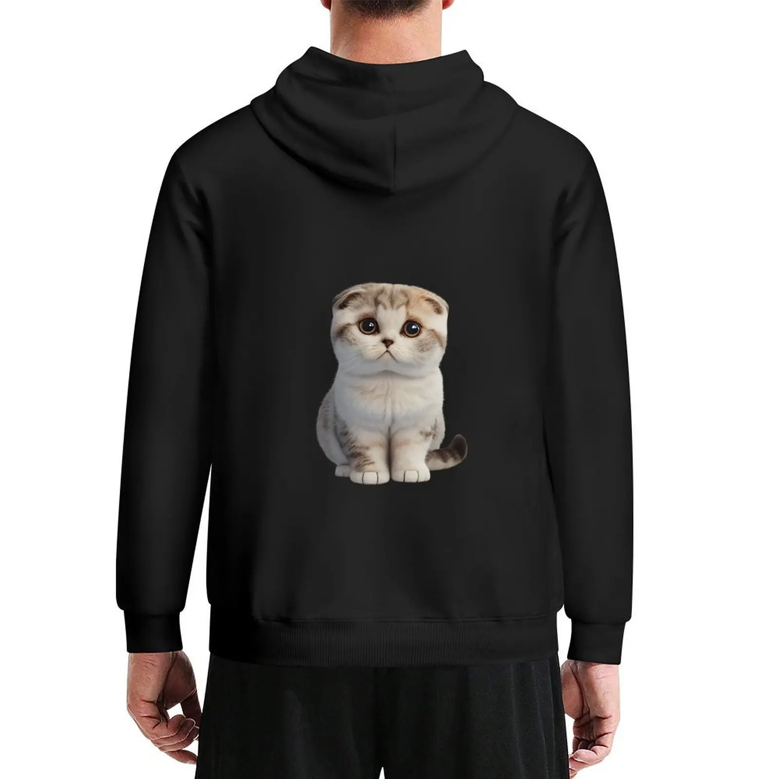 

Cute Baby Scottish Fold Cat Hoodie hooded shirt men's coat korean autumn clothes men's clothes man hoodie