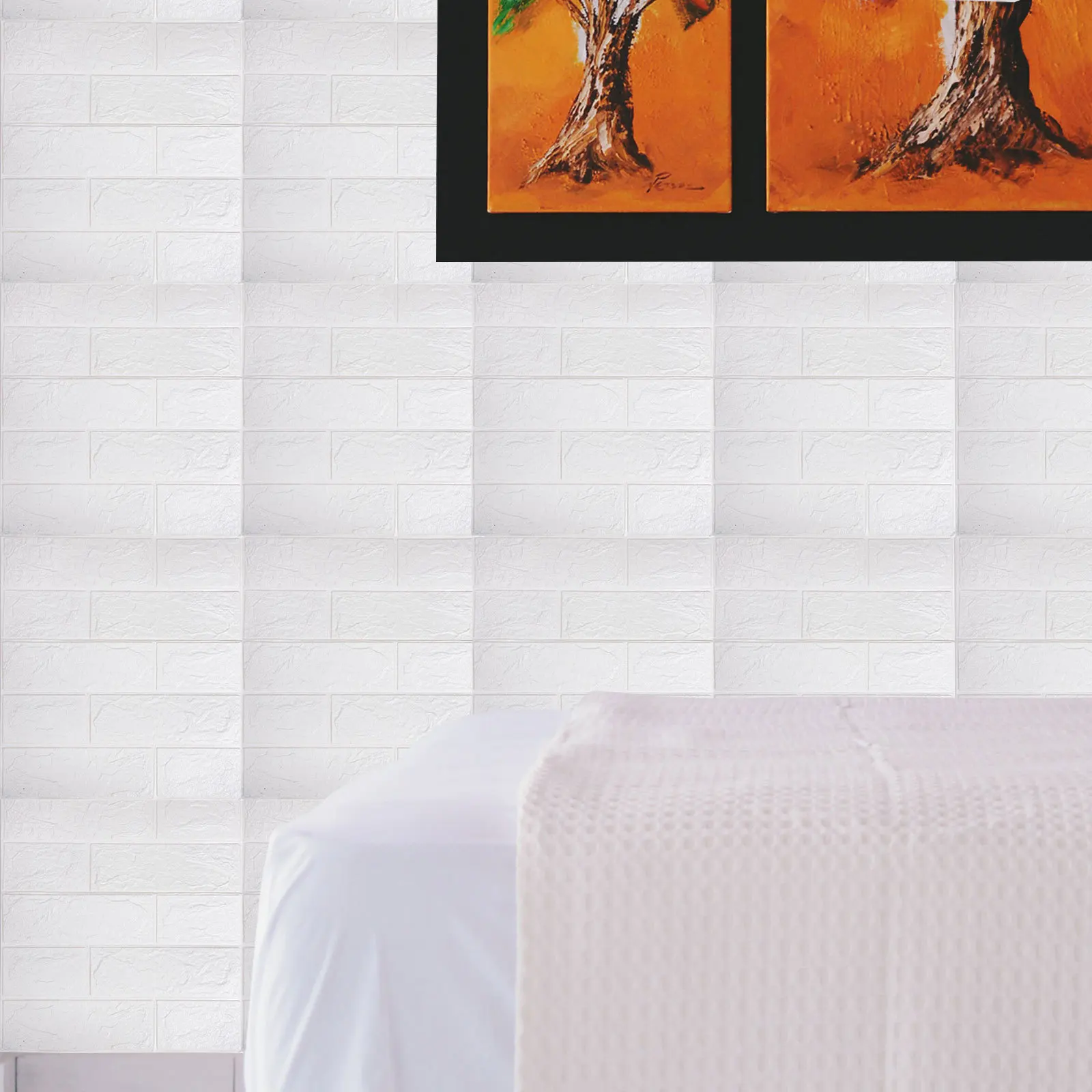 

10Pcs Durable Foam Brick Pattern Wall Panels Waterproof 3D Faux Brick Self-Adhesive Stickers for Home Bar Coffee Shop