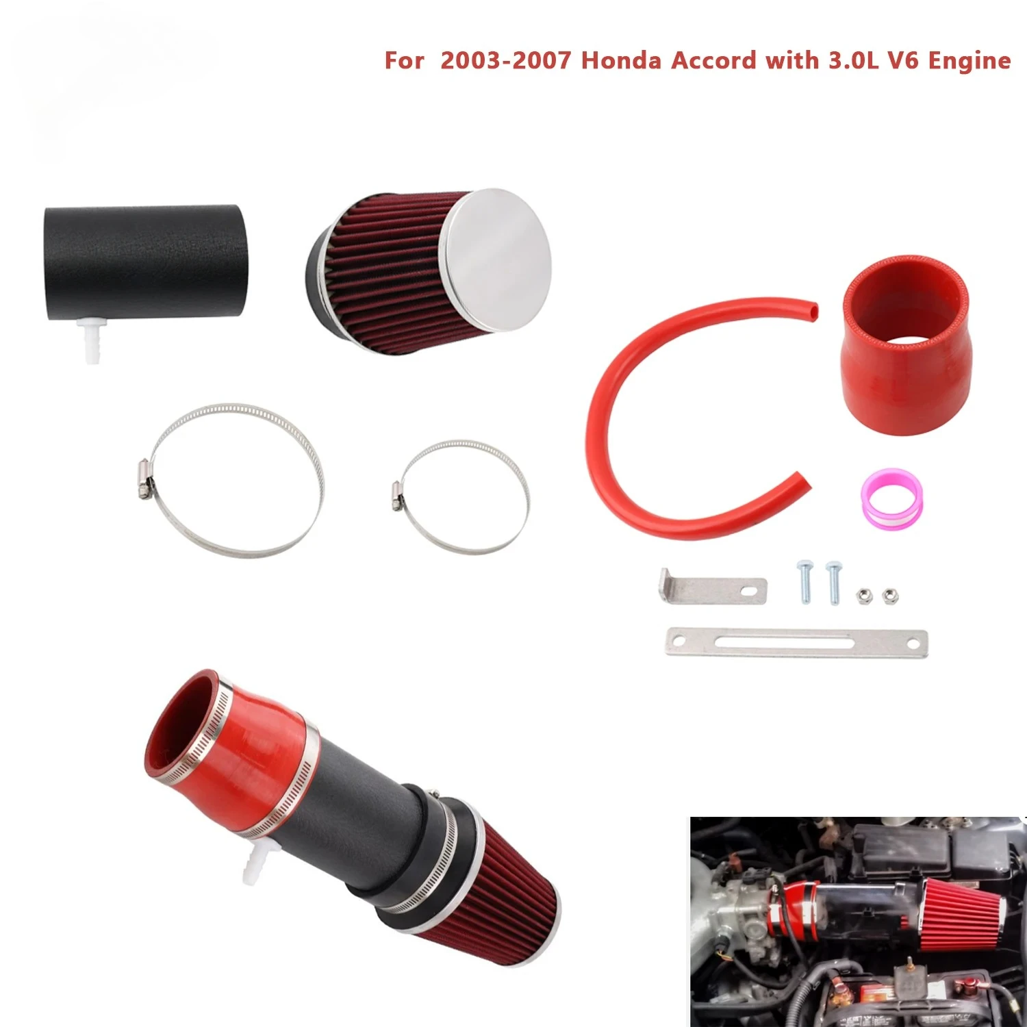 Cold Air Intake Kit Fit 2003-2007 Honda Accord EX LX SE 3.0L V6 Air Intake Pipe + Filter