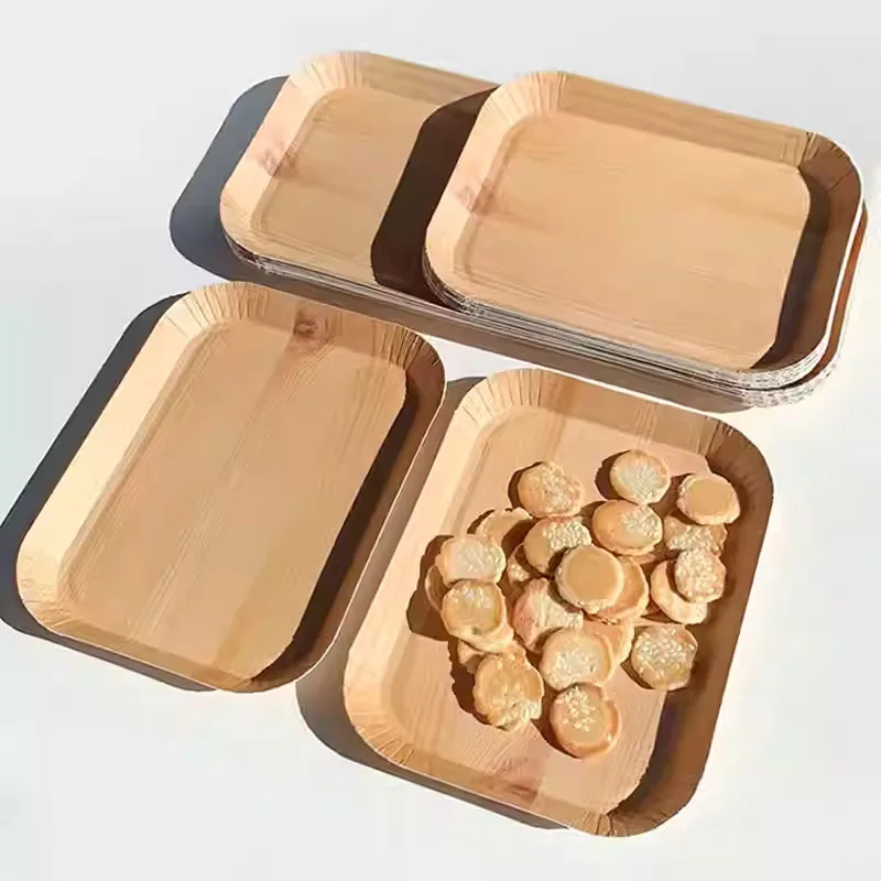 30 Uds. Platos de papel desechables, bandeja de papel de grano de madera compostable, plato de pan, plato de papel para cena, accesorio desechable para mesa de fiesta