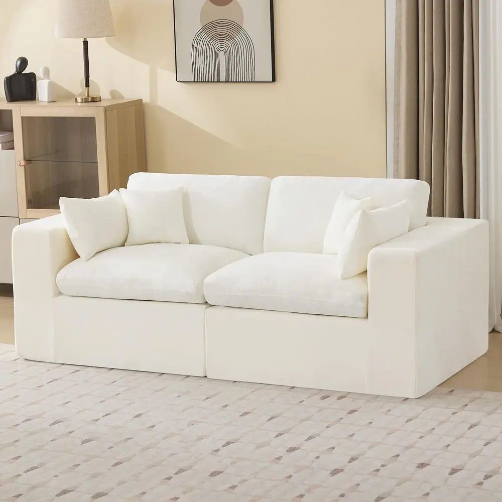 

Boneless Sectional Couch, Modular Sectional Sofa Deep Seat, holstered Convertible Comfy Loveseat Chenille Memory Foam Sofa Co