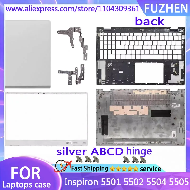 

New Case For Inspiron 5501 5502 5504 5505 LCD Back Cover/Front Frame/Palm Rest/Bottom Cover/Hinge Silver