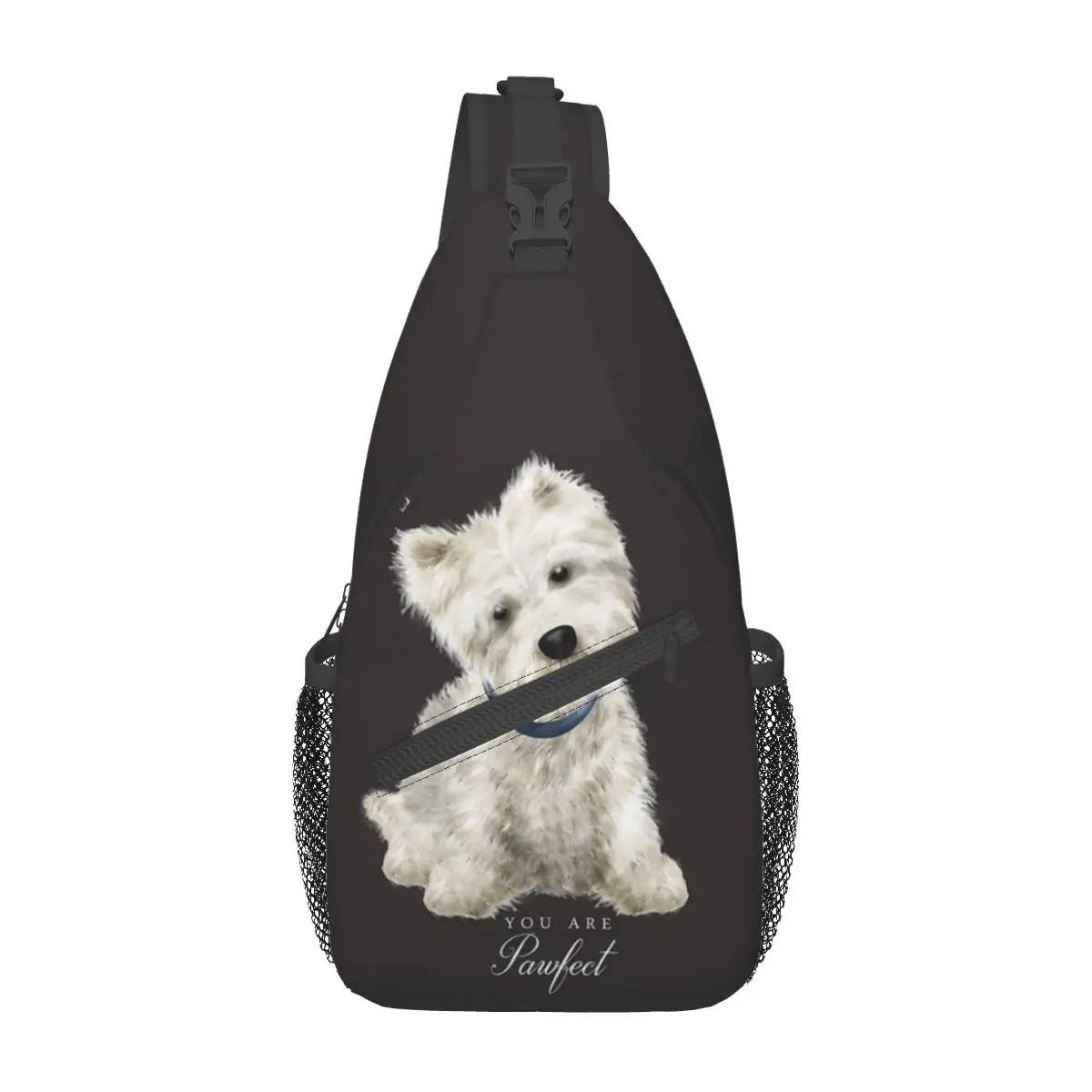 West Highland-Sac à bandoulière pour chien Terrier, sac à dos à bandoulière pour voyage, sacs de jour de randonnée, sac d'école imprimé chiot mignon, poitrine initiée