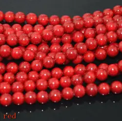 Natural 6/8/10/12MM Red Coral Round Gemstone Loose Beads 15