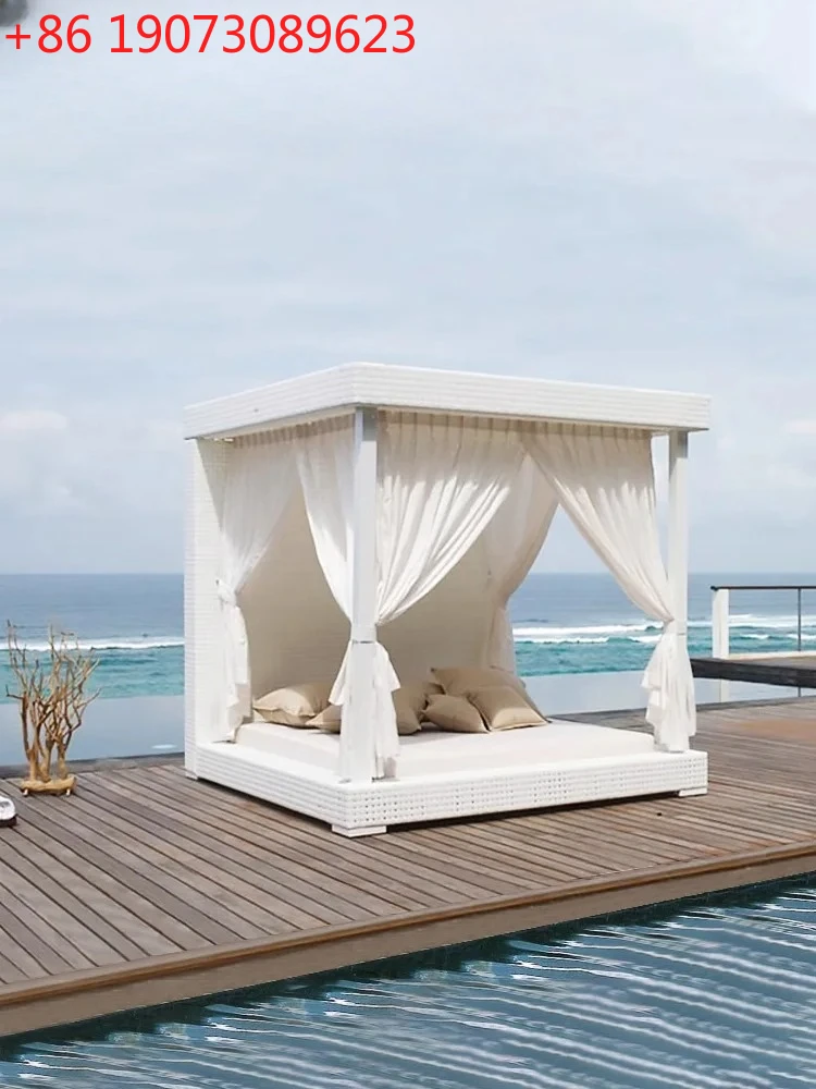 

Outdoor Lounge Courtyard Garden Romantic Art Ratten Bed Outdoor