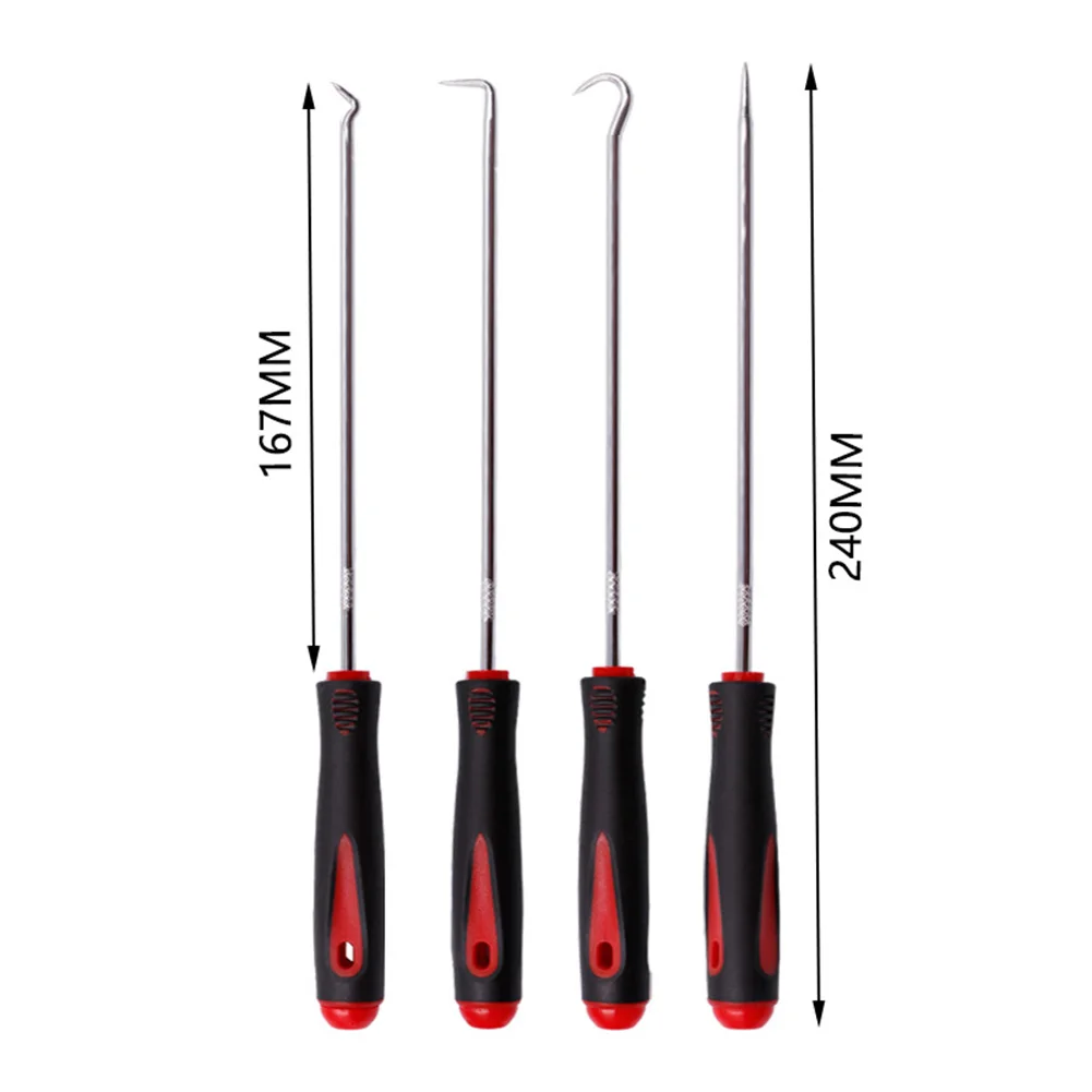 

4pcs Car Pick Hook Tool Set for O Ring Oil Seal Gasket Removal and Puller with Hardened Steel Shafts and Plastic Handle Grip