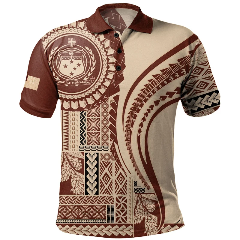 Nieuwe Zomer 3d Gedrukt Amerikaanse Samoa Tribale Stijlen Poloshirt Voor Heren Samoa Nationaal Wapen Grafische Poloshirts Top Polo 'S