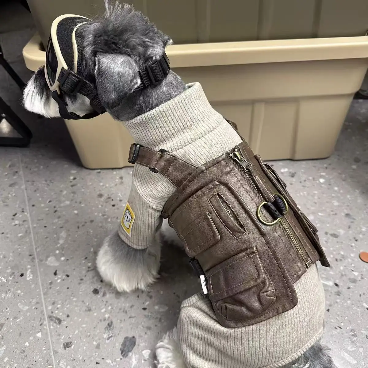 كلاب أليفة القطط سترة معطف جلد ل Schnauzer تيدي الكلاب معطف دافئ سترة فو الجلود موضة الحيوانات الأليفة جرو الملابس الملابس