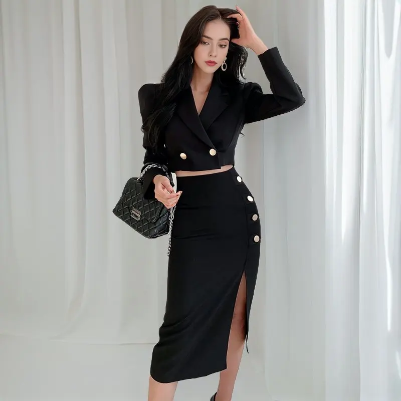 2 Piece Sets Women Outfit 2024 Spring Summer New Arrivals Black Dress Sets Office Lady Work 2 Piece Set