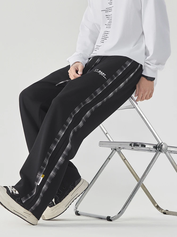 

Simpsons Fly American Retro Plaid Wide Leg Pants Loose Straight Cut Sweatpants Youthful Vitali Sle Cotton Polyester Blend